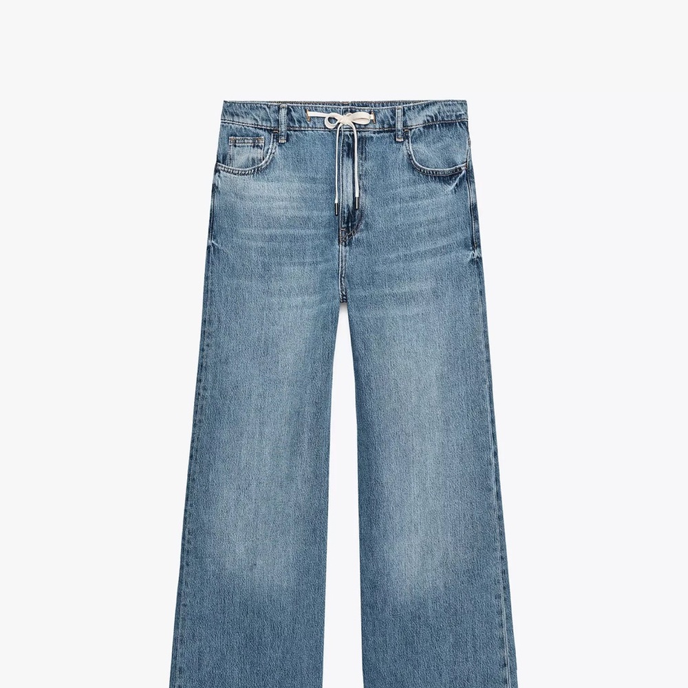 Zara Denim Blue Wide-Leg Jeans